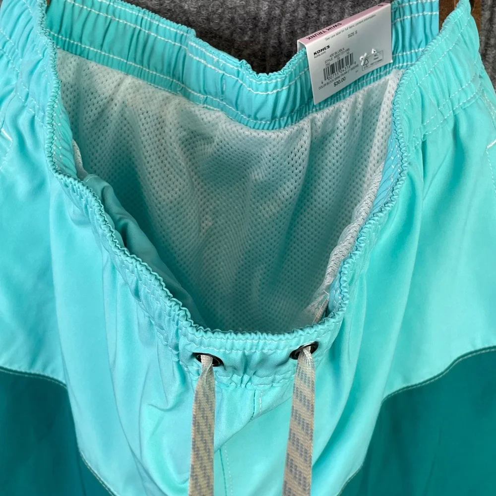 Sonoma Swim Trunks Mens Small Teal Blue Color Block 7
